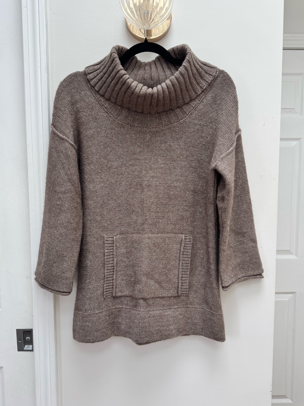J. Crew Taupe Funnel Neck Knit Sweater